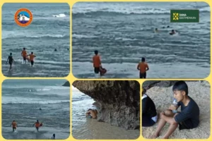 Drama Ombak Pantai Sundak: Dua Wisatawan Diselamatkan, Ibu & Anak Terancam, dan Prediksi Hujan Lebat Mengguyur Gunungkidul