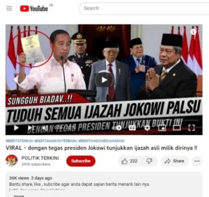JK Lapor 5 Akun YouTube karena Tuduhan Makar dan Dana Palsu Ijazah Jokowi – Simak Detailnya