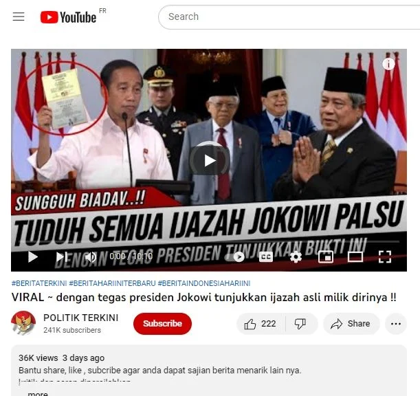 JK Lapor 5 Akun YouTube karena Tuduhan Makar dan Dana Palsu Ijazah Jokowi – Simak Detailnya