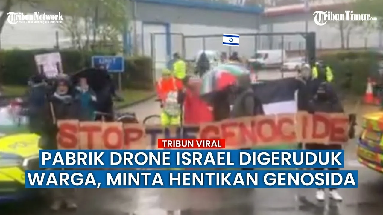 Protes Ganas People Against Genocide Geruduk Pabrik Drone Elbit di Leicester, Enam Penjabat Ditangkap