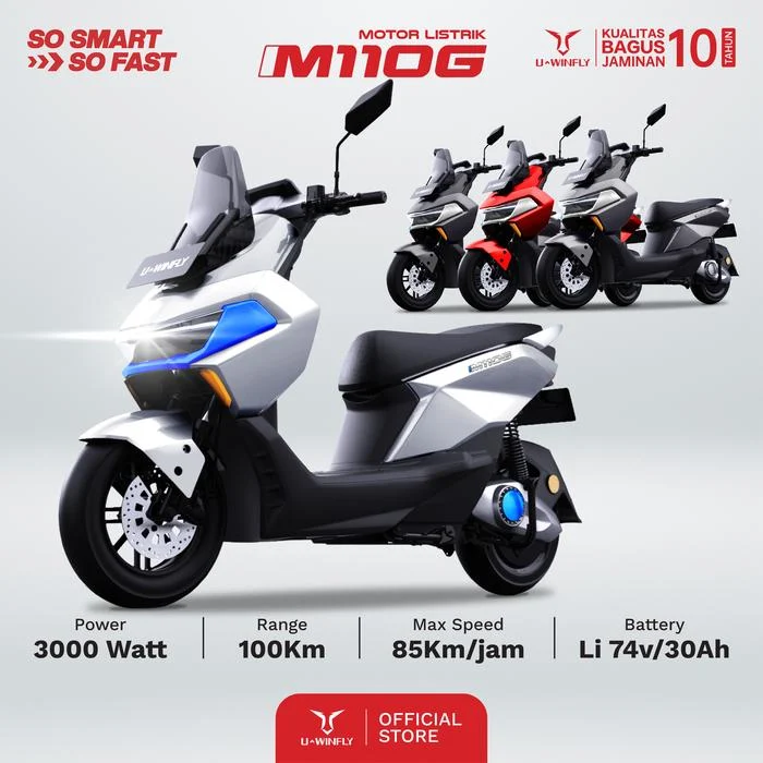 Uwinfly M110G: Motor Listrik Rp13 Jutaan dengan Fast Charging & Daya 3000 Watt Siap Guncang Pasar