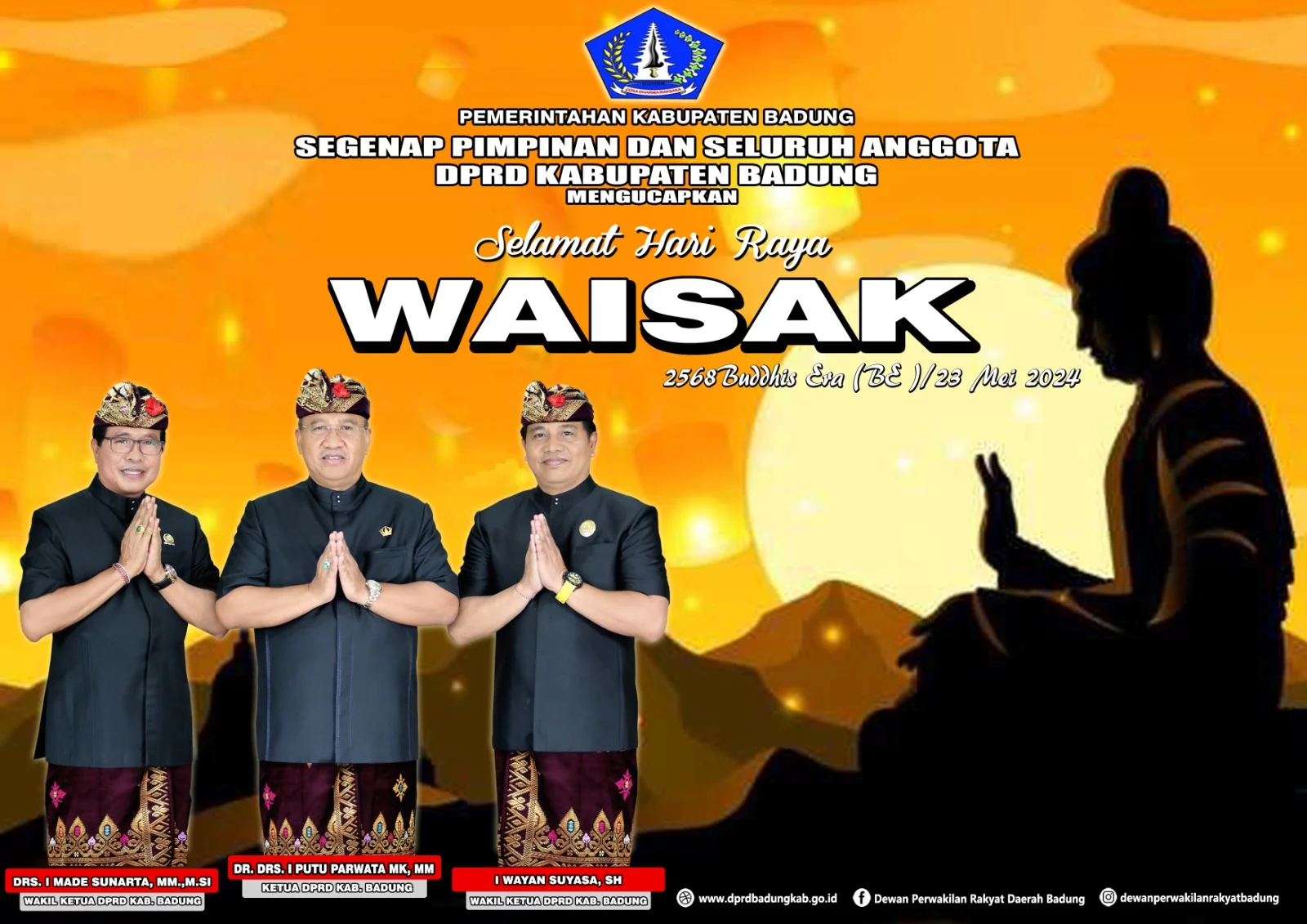Pimpinan dan Anggota DPRD Badung Ucapkan Selamat Hari Raya Waisak Tahun 2570 BE