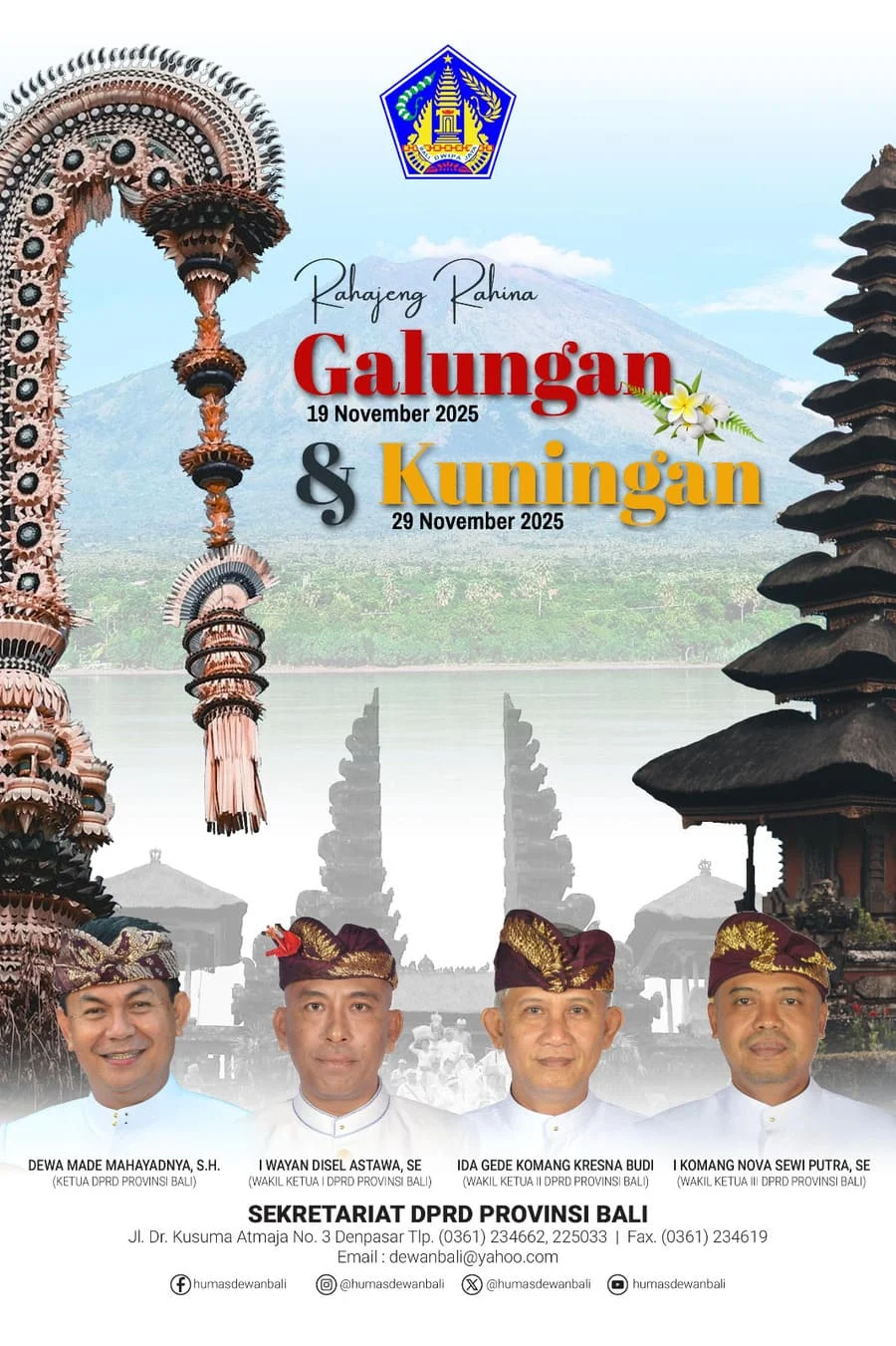 Pimpinan DPRD Bali Ucapkan Selamat Hari Raya Galungan dan Kuningan